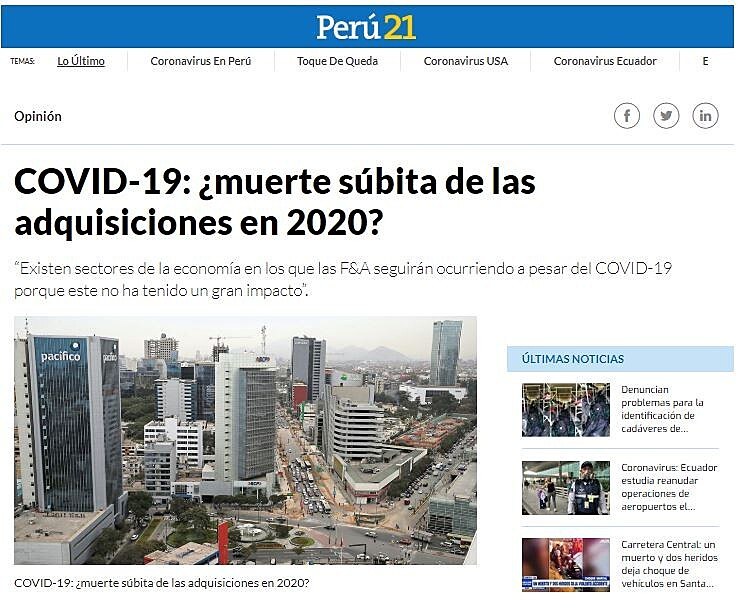 COVID-19: muerte sbita de las adquisiciones en 2020?